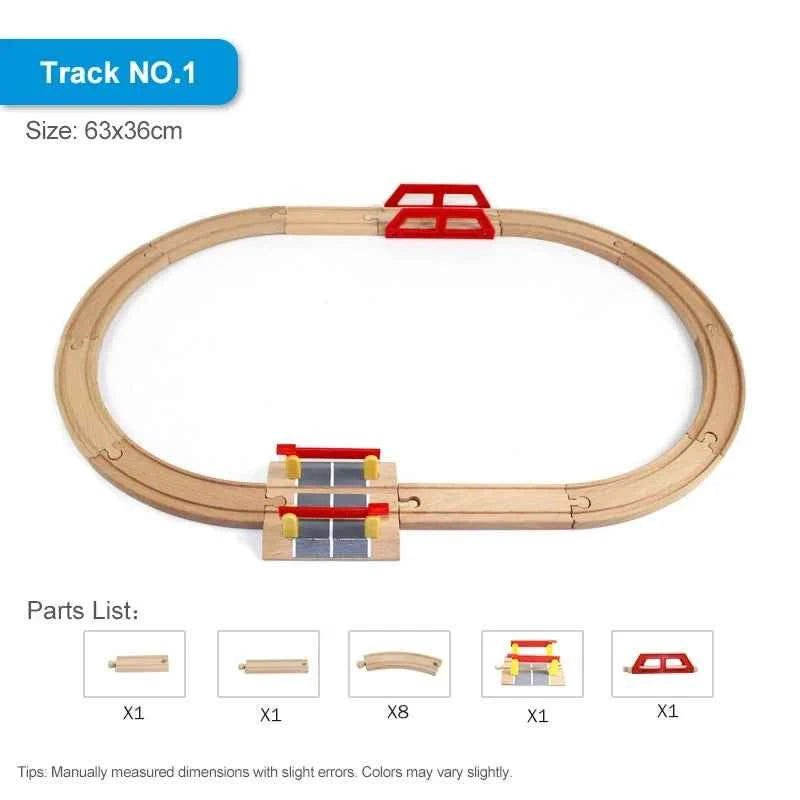 Nouveaux accessoires de voie ferrée en bois, jouets, train, chemin de fer, compatibles avec toutes les marques de trains, voie circulaire, orbite, assemblage, cadeaux