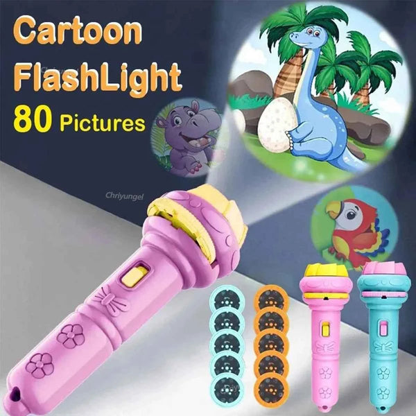 Lampe torche de projection de 10 cartes, 80 motifs créatifs pour enfants, jouet pour bébé, livre d'histoires du soir