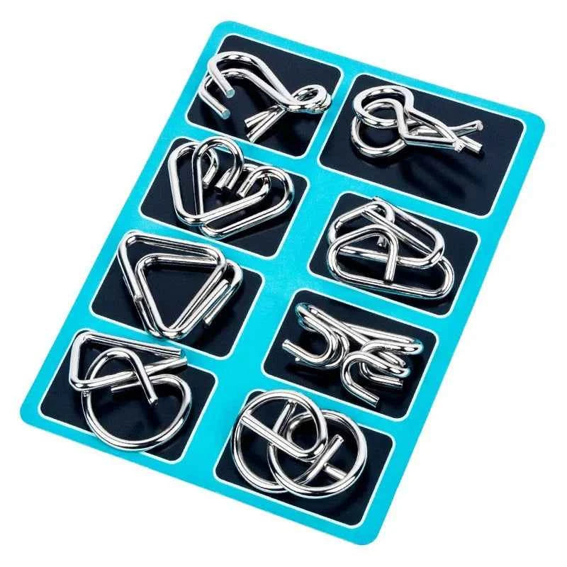 Lot de 8 puzzles Montessori en métal pour adultes, jeu interactif, éducatif et stimulant, pour stimuler le QI et le cerveau