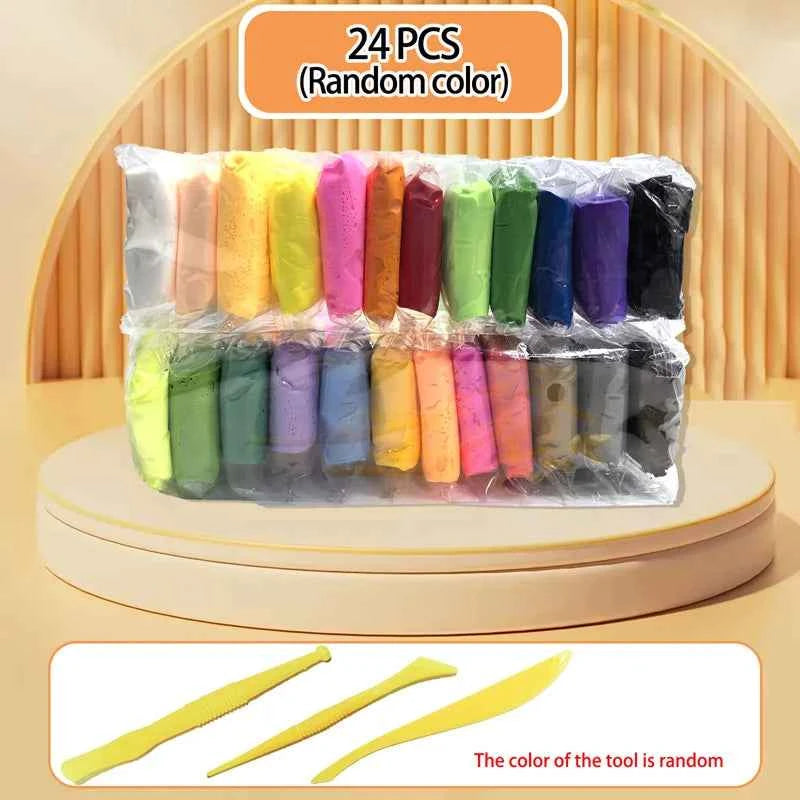 Argile de 12/24/36 couleurs, argile séchée à l'air, argile plastique ultra légère avec outils de sculpture, bricolage, jouets, cadeaux pour amis et enfants