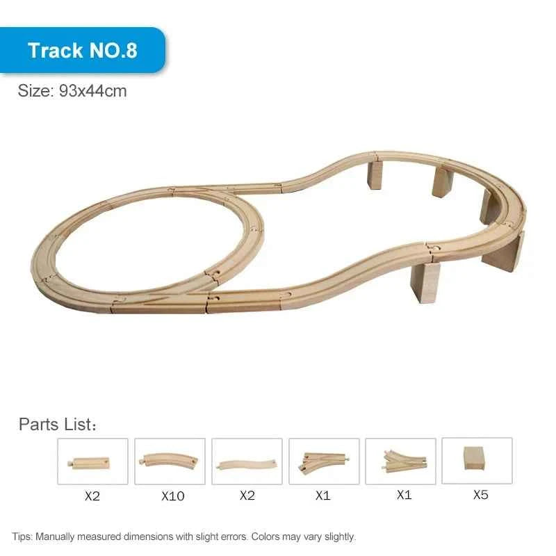 Nouveaux accessoires de voie ferrée en bois, jouets, train, chemin de fer, compatibles avec toutes les marques de trains, voie circulaire, orbite, assemblage, cadeaux