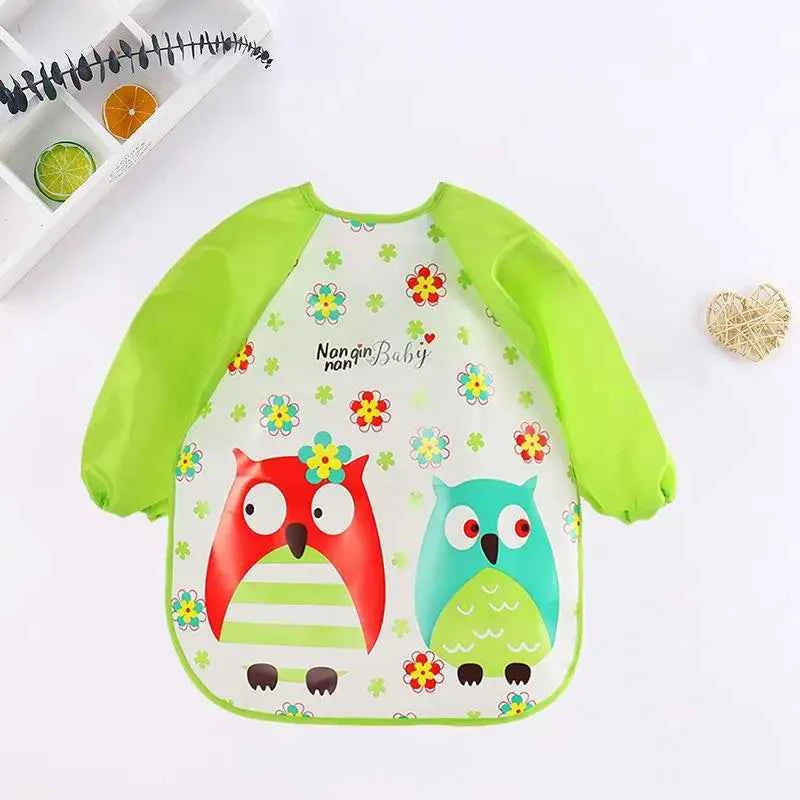 Bavoirs pour bébé, mignons et colorés, imperméables, motif dessin animé, pour nourrissons, enfants, tablier à manches longues, poche, alimentation autonome, pour bébés de 0 à 3 ans