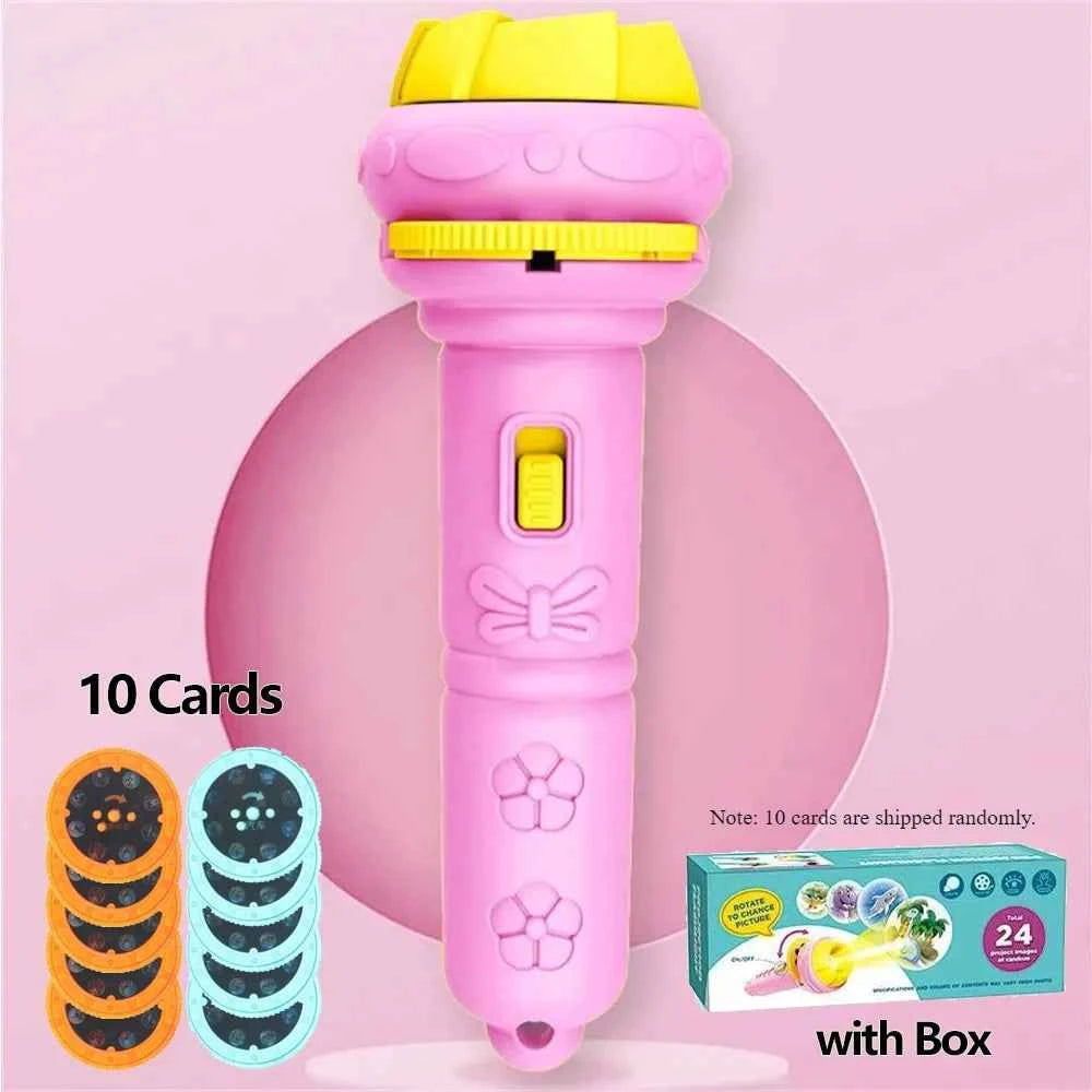 Lampe torche de projection de 10 cartes, 80 motifs créatifs pour enfants, jouet pour bébé, livre d'histoires du soir