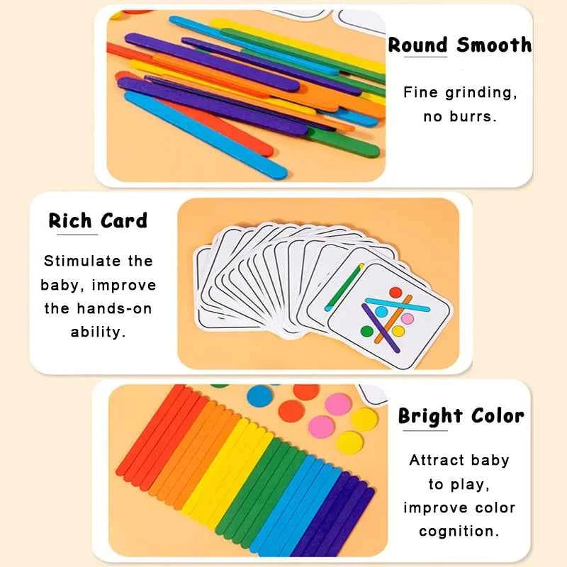 Puzzle arc-en-ciel Montessori pour enfants, jouets éducatifs en bois pour la pensée logique et sensorielle