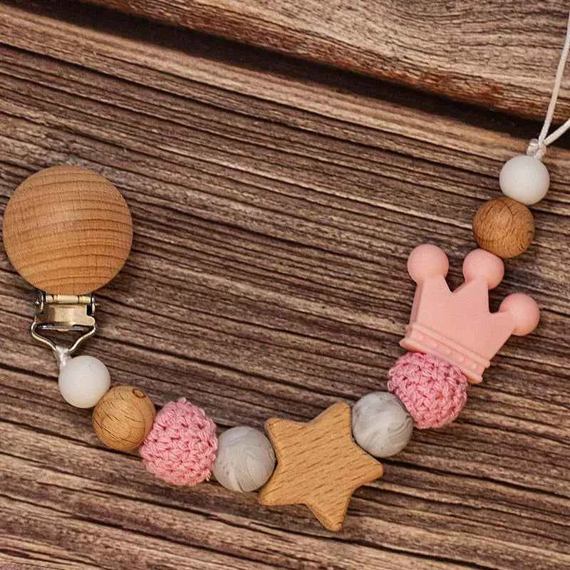 Chaîne de sucette personnalisée en bois pour bébé, perle en silicone, anneau de dentition, pendentif, cadeau pour nouveau-né