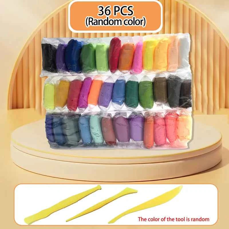 Lot de 12/24/36 argiles colorées séchées à l'air, pour loisirs créatifs, argile plastique ultra légère avec outils de sculpture, pour enfants et amis, cadeaux