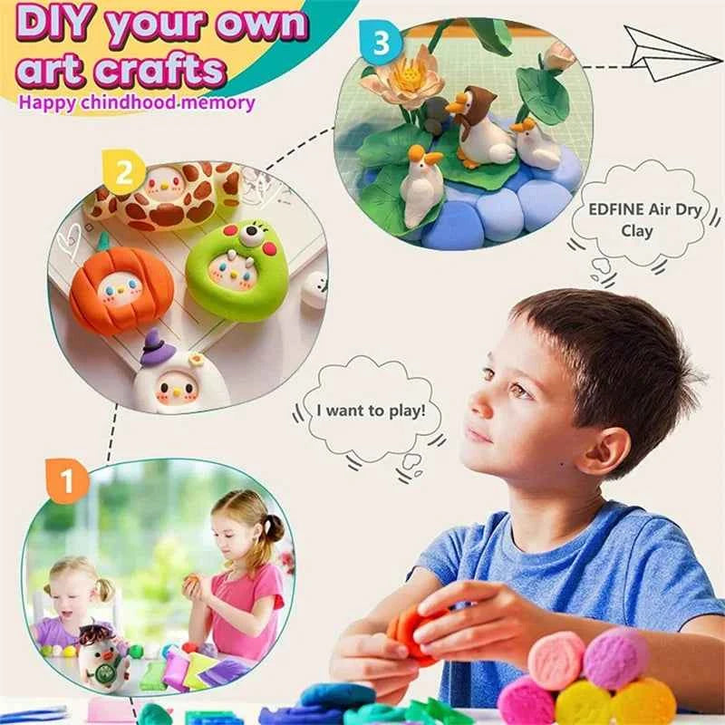 Lot de 12/24/36 argiles colorées séchées à l'air, pour loisirs créatifs, argile plastique ultra légère avec outils de sculpture, pour enfants et amis, cadeaux