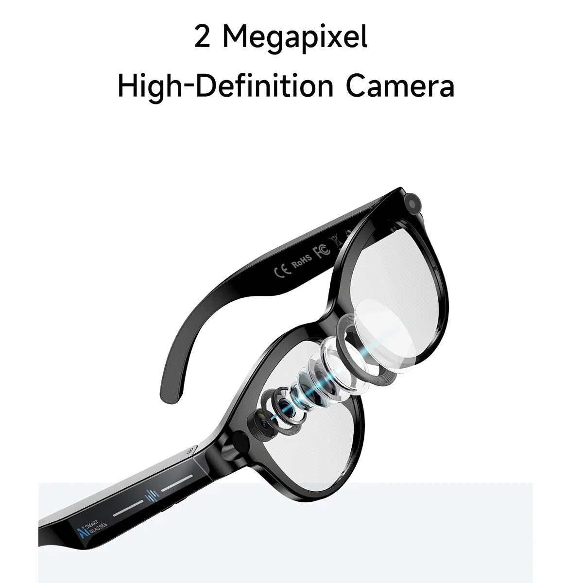 2026 AI Smart Glasses for Men Women with AI Translation Bluetooth Calling Music Player Camera Control Anti-blue Light Sunglasses