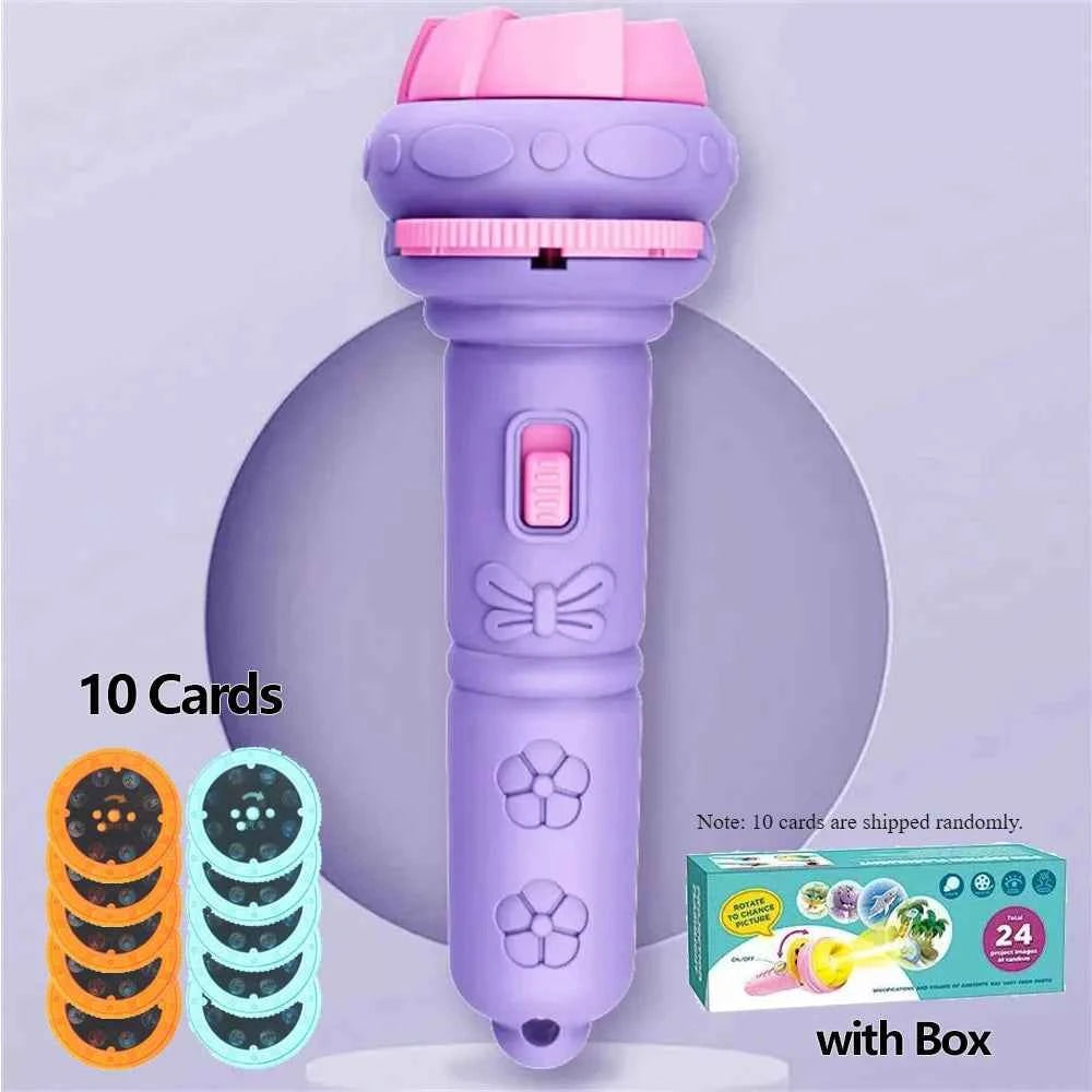 Lampe torche de projection de 10 cartes, 80 motifs créatifs pour enfants, jouet pour bébé, livre d'histoires du soir