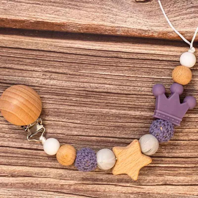 Chaîne de sucette personnalisée en bois pour bébé, perle en silicone, anneau de dentition, pendentif, cadeau pour nouveau-né