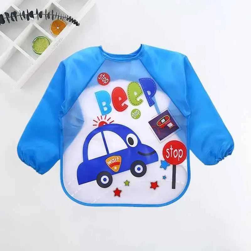 Bavoirs pour bébé, mignons et colorés, imperméables, motif dessin animé, pour nourrissons, enfants, tablier à manches longues, poche, alimentation autonome, pour bébés de 0 à 3 ans