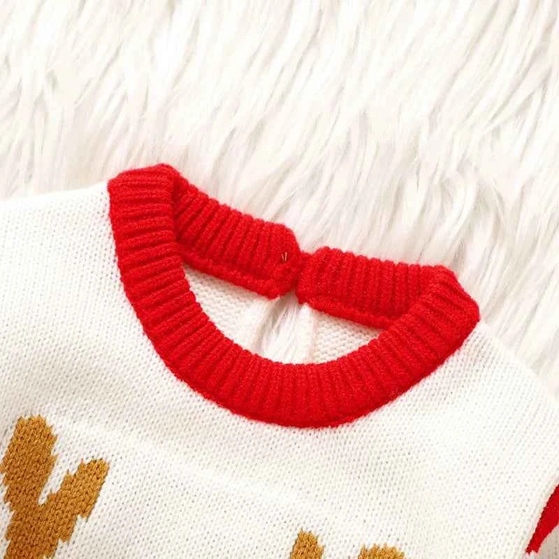 Barboteuse de Noël mignonne et tendance pour bébé, motif élan, vêtements tricotés pour nouveau-né, garçons et filles, 0 à 18 mois, manches longues, salopette chaude